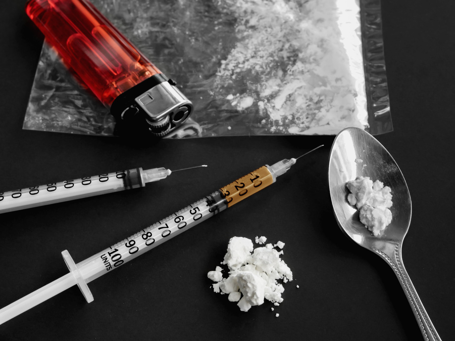 Drug syringe with cooked heroine